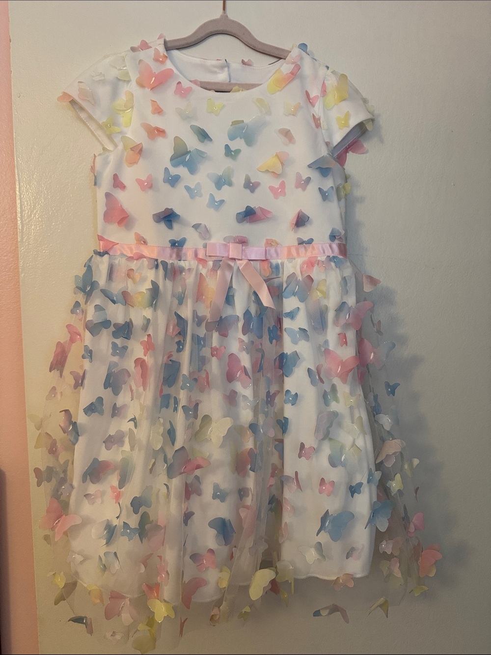 Love Pastel Butterfly Embellished White Party Dress
